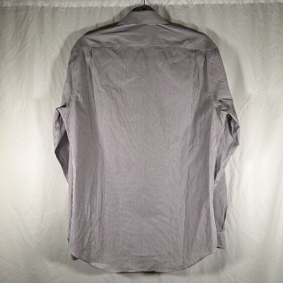 Esquire Dress Shirt Mens 15.5 34 35 White Red Striped Button Up Long Sleeve - Picture 7 of 9